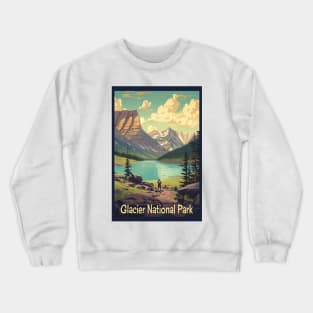 Glacier National Park Travel Poster Crewneck Sweatshirt